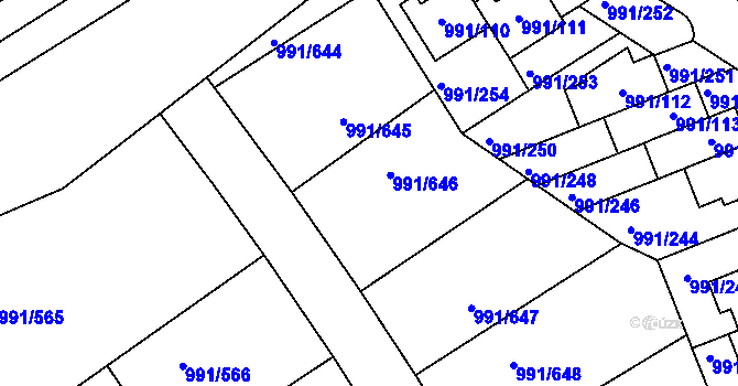 Parcela st. 991/646 v KÚ Velká Chuchle, Katastrální mapa