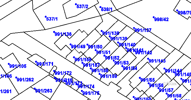 Parcela st. 991/51 v KÚ Velká Chuchle, Katastrální mapa