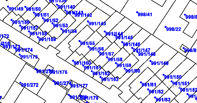 Parcela st. 991/57 v KÚ Velká Chuchle, Katastrální mapa