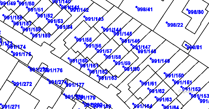 Parcela st. 991/58 v KÚ Velká Chuchle, Katastrální mapa