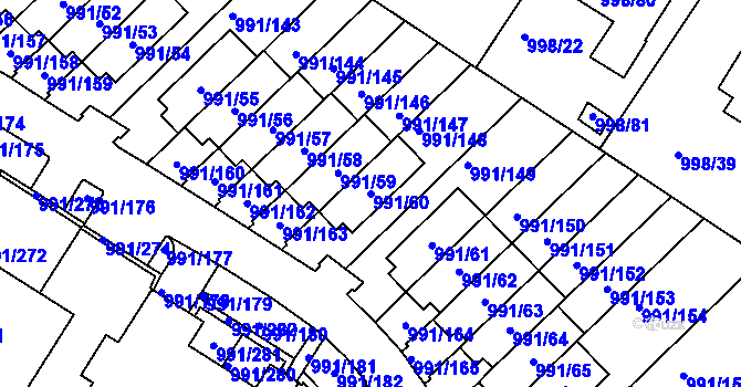 Parcela st. 991/60 v KÚ Velká Chuchle, Katastrální mapa