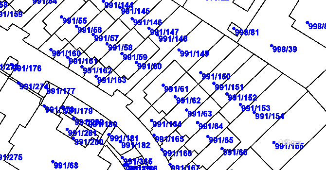 Parcela st. 991/61 v KÚ Velká Chuchle, Katastrální mapa