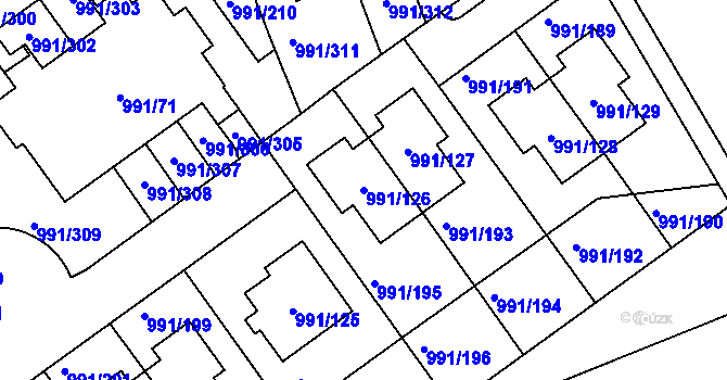 Parcela st. 991/126 v KÚ Velká Chuchle, Katastrální mapa