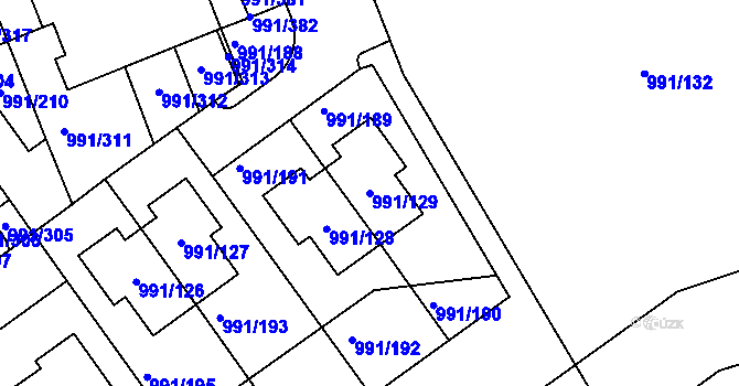 Parcela st. 991/129 v KÚ Velká Chuchle, Katastrální mapa