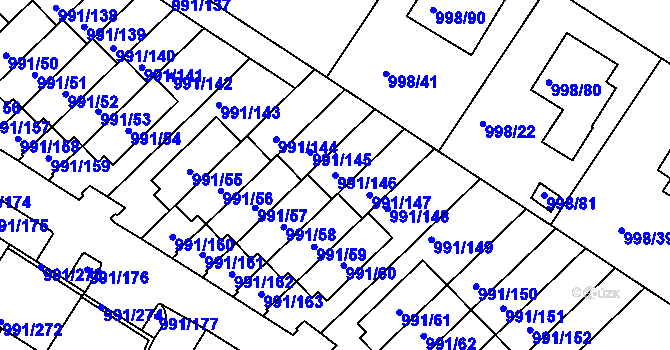 Parcela st. 991/146 v KÚ Velká Chuchle, Katastrální mapa