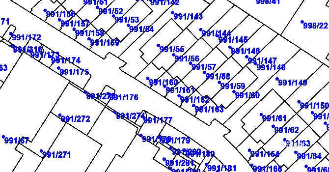 Parcela st. 991/161 v KÚ Velká Chuchle, Katastrální mapa