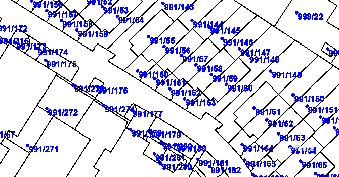 Parcela st. 991/162 v KÚ Velká Chuchle, Katastrální mapa