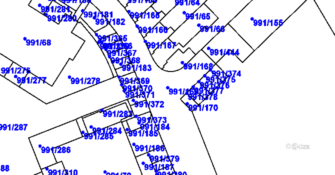 Parcela st. 991/169 v KÚ Velká Chuchle, Katastrální mapa