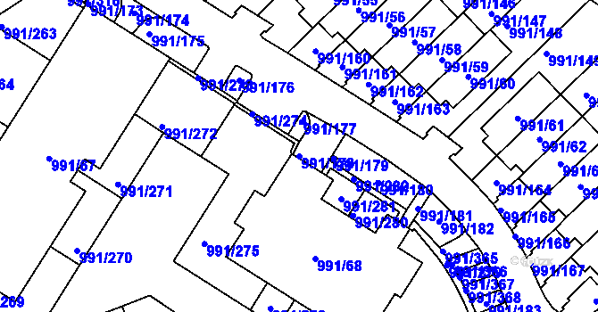 Parcela st. 991/178 v KÚ Velká Chuchle, Katastrální mapa