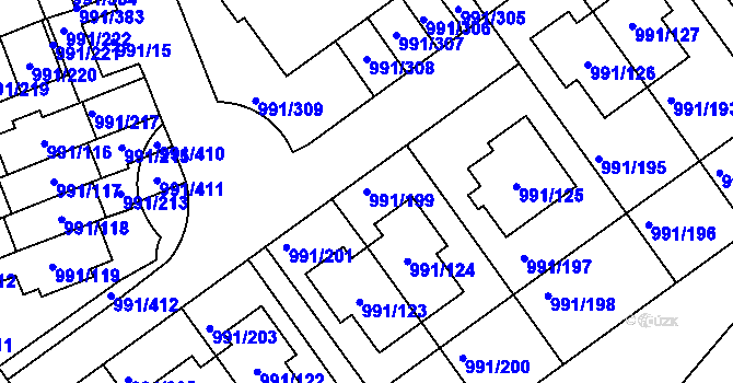 Parcela st. 991/199 v KÚ Velká Chuchle, Katastrální mapa