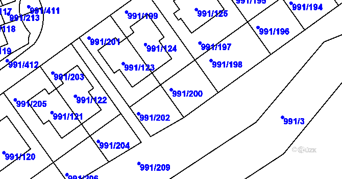 Parcela st. 991/200 v KÚ Velká Chuchle, Katastrální mapa