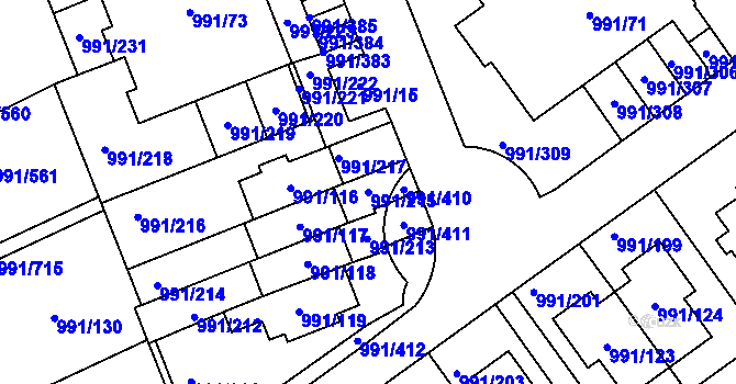 Parcela st. 991/215 v KÚ Velká Chuchle, Katastrální mapa