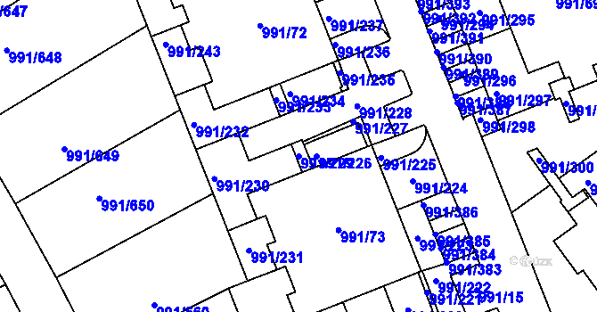 Parcela st. 991/229 v KÚ Velká Chuchle, Katastrální mapa