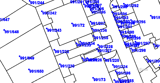 Parcela st. 991/234 v KÚ Velká Chuchle, Katastrální mapa