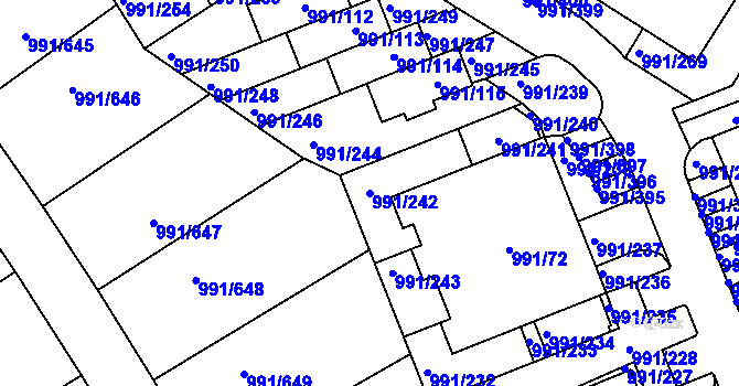 Parcela st. 991/242 v KÚ Velká Chuchle, Katastrální mapa