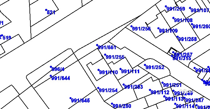 Parcela st. 991/255 v KÚ Velká Chuchle, Katastrální mapa
