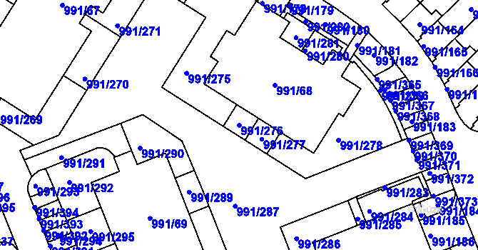 Parcela st. 991/276 v KÚ Velká Chuchle, Katastrální mapa