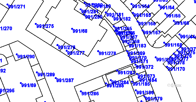 Parcela st. 991/278 v KÚ Velká Chuchle, Katastrální mapa