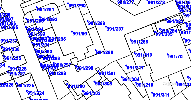 Parcela st. 991/288 v KÚ Velká Chuchle, Katastrální mapa
