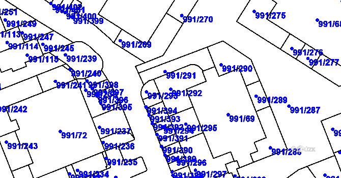 Parcela st. 991/292 v KÚ Velká Chuchle, Katastrální mapa