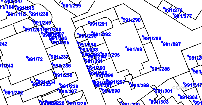 Parcela st. 991/295 v KÚ Velká Chuchle, Katastrální mapa