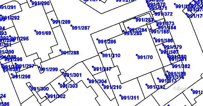 Parcela st. 991/310 v KÚ Velká Chuchle, Katastrální mapa