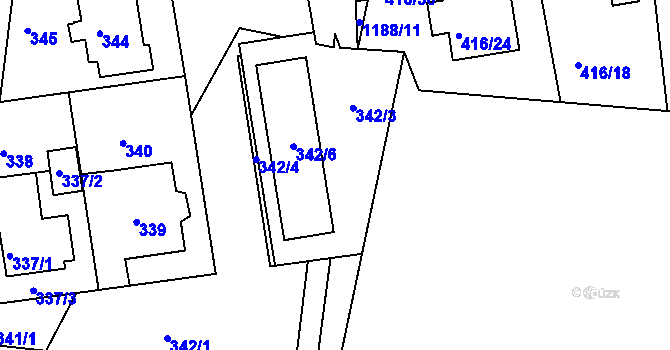 Parcela st. 1188/12 v KÚ Velká Chuchle, Katastrální mapa