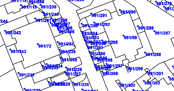 Parcela st. 991/391 v KÚ Velká Chuchle, Katastrální mapa