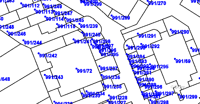 Parcela st. 991/395 v KÚ Velká Chuchle, Katastrální mapa