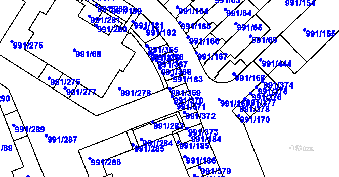 Parcela st. 991/369 v KÚ Velká Chuchle, Katastrální mapa