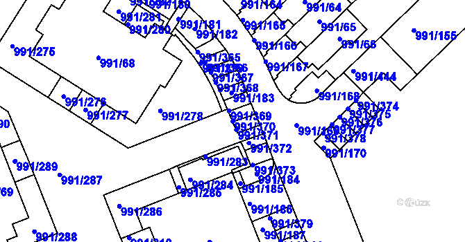 Parcela st. 991/370 v KÚ Velká Chuchle, Katastrální mapa