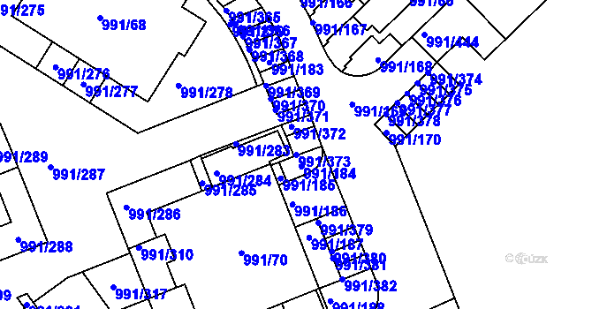 Parcela st. 991/373 v KÚ Velká Chuchle, Katastrální mapa