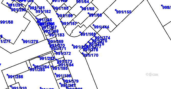 Parcela st. 991/377 v KÚ Velká Chuchle, Katastrální mapa