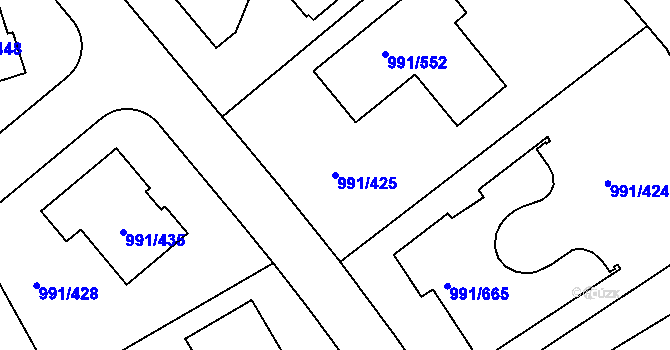Parcela st. 991/425 v KÚ Velká Chuchle, Katastrální mapa
