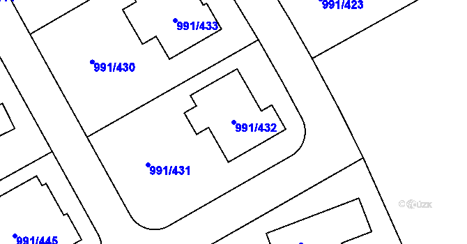 Parcela st. 991/432 v KÚ Velká Chuchle, Katastrální mapa