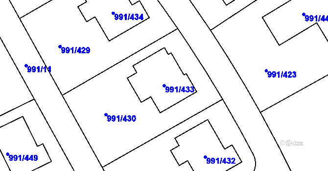 Parcela st. 991/433 v KÚ Velká Chuchle, Katastrální mapa