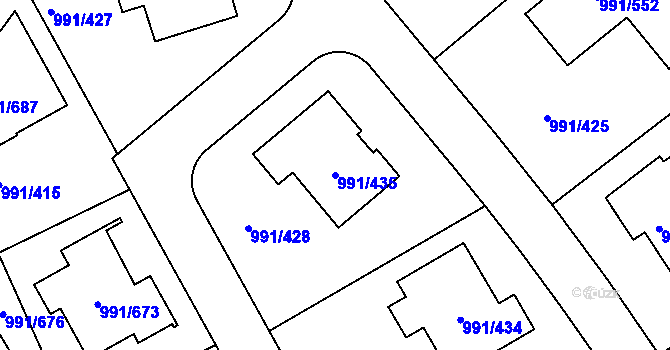Parcela st. 991/435 v KÚ Velká Chuchle, Katastrální mapa