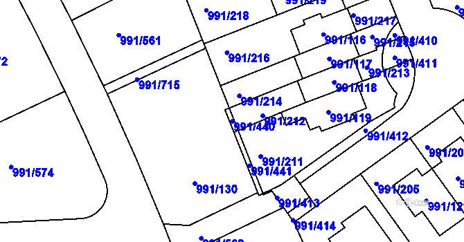 Parcela st. 991/440 v KÚ Velká Chuchle, Katastrální mapa