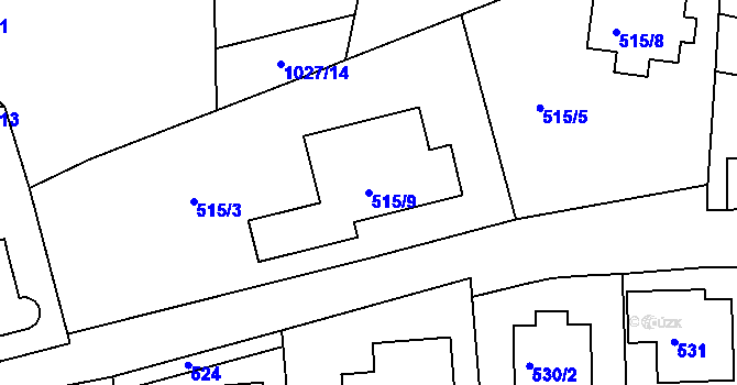 Parcela st. 515/9 v KÚ Velká Chuchle, Katastrální mapa
