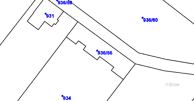 Parcela st. 936/56 v KÚ Velká Chuchle, Katastrální mapa