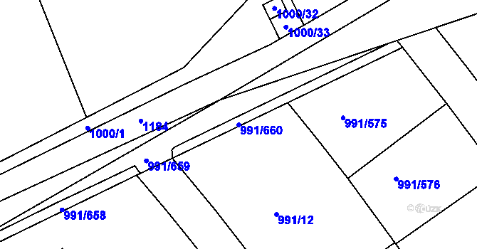 Parcela st. 991/660 v KÚ Velká Chuchle, Katastrální mapa
