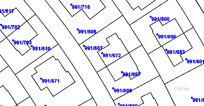 Parcela st. 991/672 v KÚ Velká Chuchle, Katastrální mapa