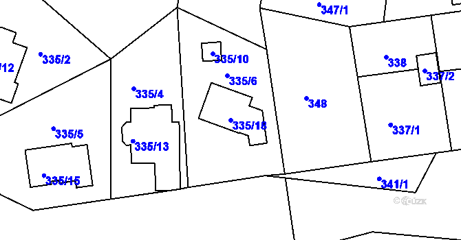 Parcela st. 335/18 v KÚ Velká Chuchle, Katastrální mapa