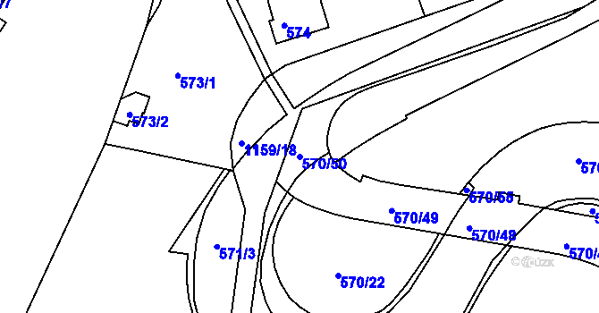 Parcela st. 570/50 v KÚ Velká Chuchle, Katastrální mapa