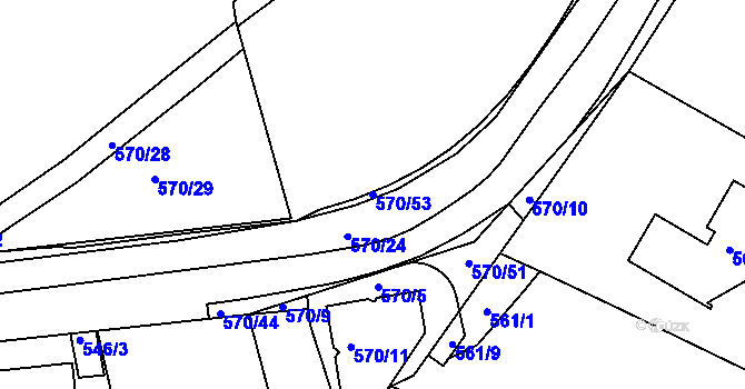 Parcela st. 570/53 v KÚ Velká Chuchle, Katastrální mapa