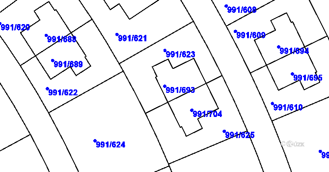 Parcela st. 991/693 v KÚ Velká Chuchle, Katastrální mapa
