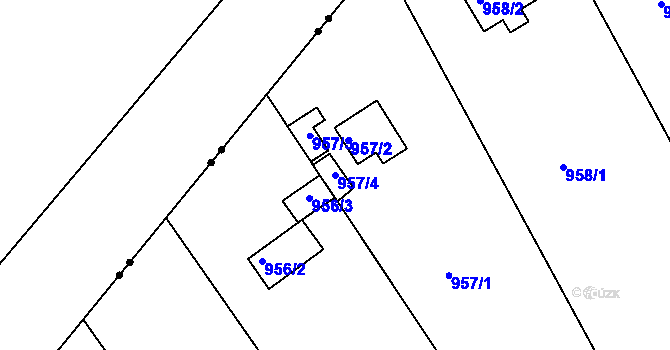 Parcela st. 957/4 v KÚ Velká Chuchle, Katastrální mapa