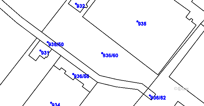 Parcela st. 936/60 v KÚ Velká Chuchle, Katastrální mapa