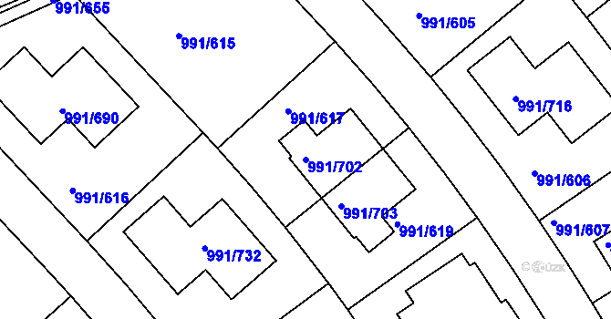Parcela st. 991/702 v KÚ Velká Chuchle, Katastrální mapa