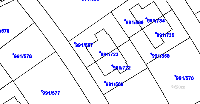 Parcela st. 991/723 v KÚ Velká Chuchle, Katastrální mapa